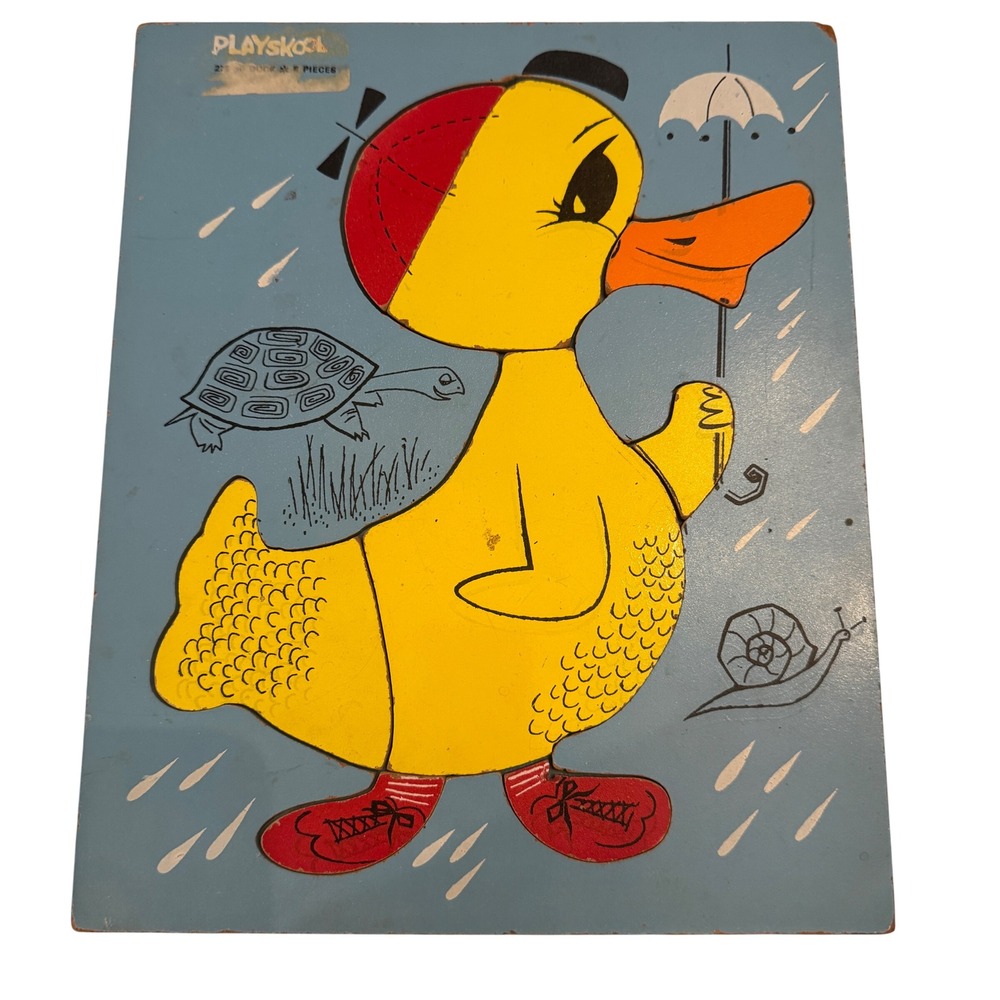 Playskool‎ Duck 8 Piece Wooden Peg Puzzle Vintage Educational Toy